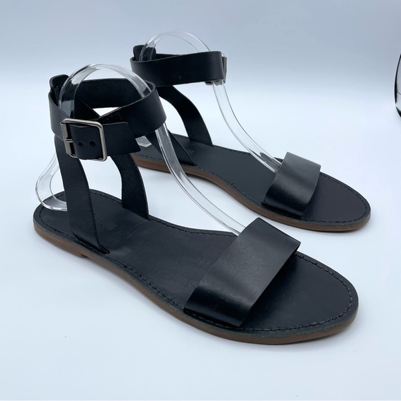 Madewell The Boardwalk Ankle Strap Sandals Black Leather Left 9.5 / Right 10 - Picture 6 of 17